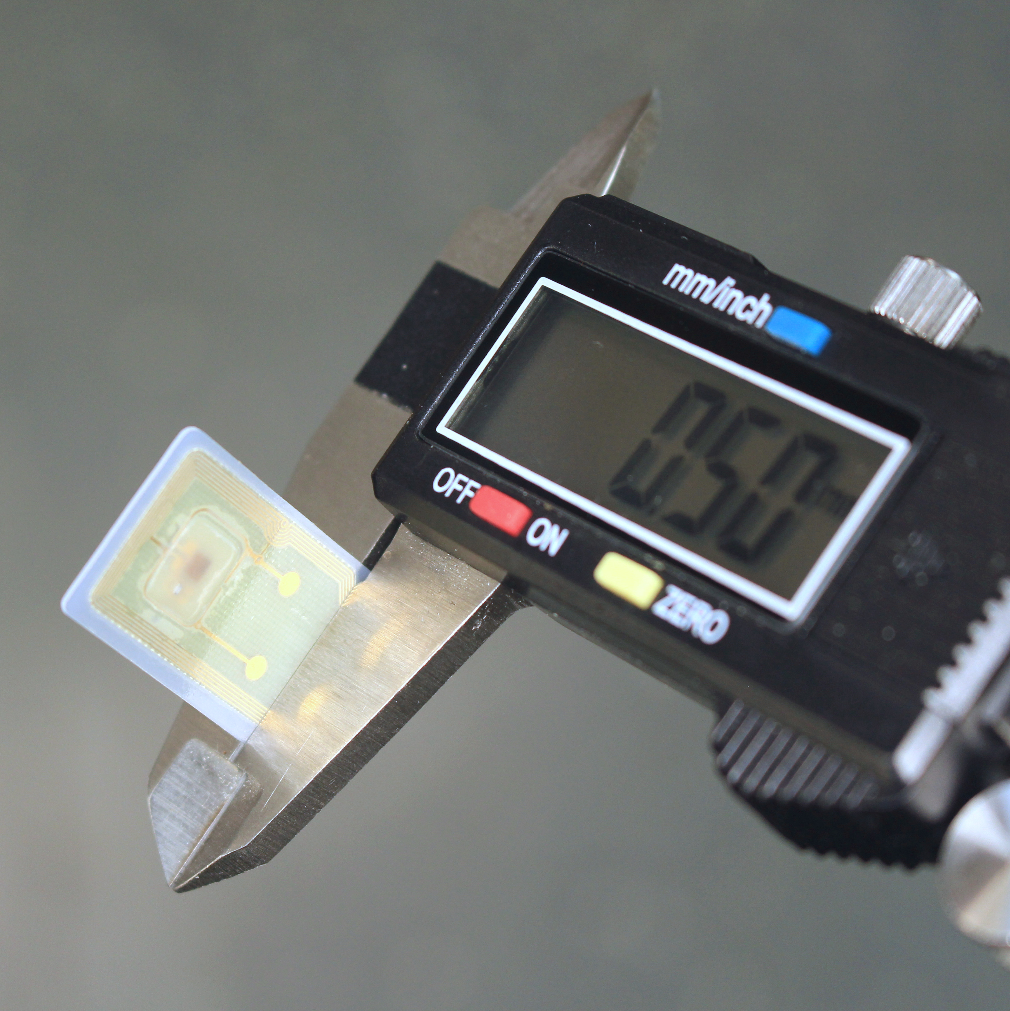 Converted payment micro-card implant in calipers Converted payment micro-card implant in calipers
